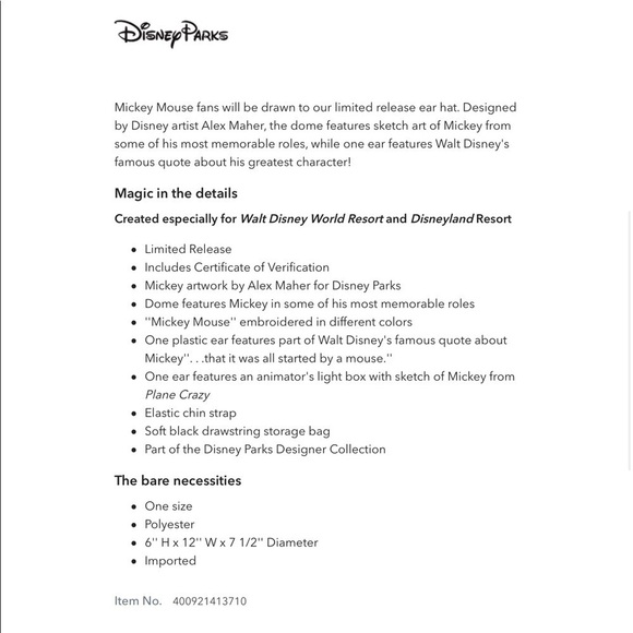 Mickey Mouse Ear Hat by Alex Maher - Limited Release - Picture 6 of 12